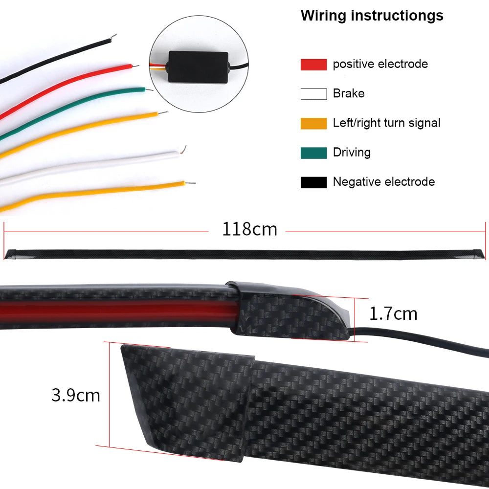 LED Universal Carbon Fiber Spoiler Lip Kit