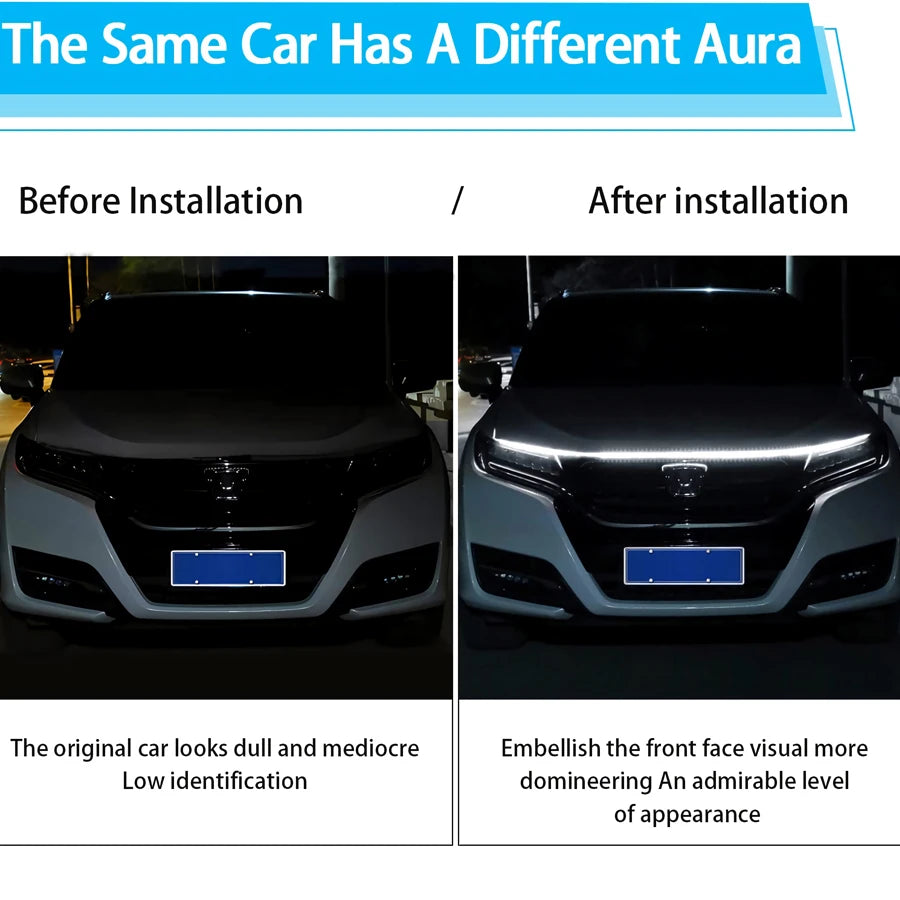 LED Daytime Running Light Strips Car Hood Lights